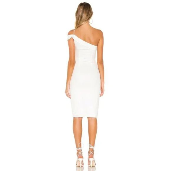 SUPERDOWN Jillian Asymmetric Midi Dress in White - Picture 3 of 7